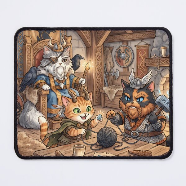 Item preview, Odin’s Meowjesty and the Viking Cats designed and sold by ArcaneCritters.