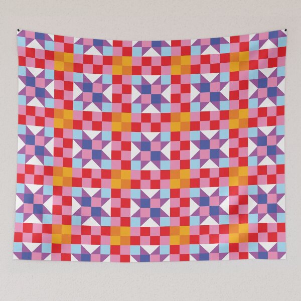 Item preview, Colorful star block quilt designed and sold by cozy creatures council.