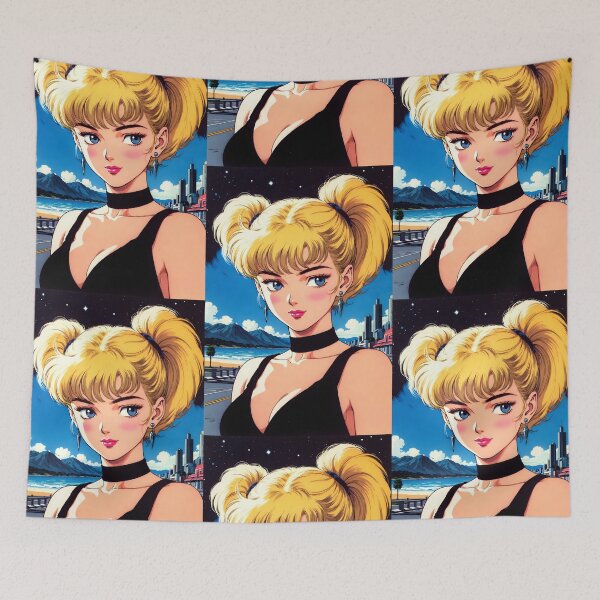 Item preview, Blonde Anime Girl Portrait 80s Style designed and sold by Radnime.