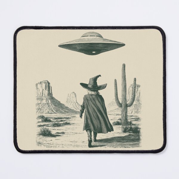 Item preview, UFO Invasion Space Wizard Alien Sighting Desert Landscape designed and sold by CuratedlyV.
