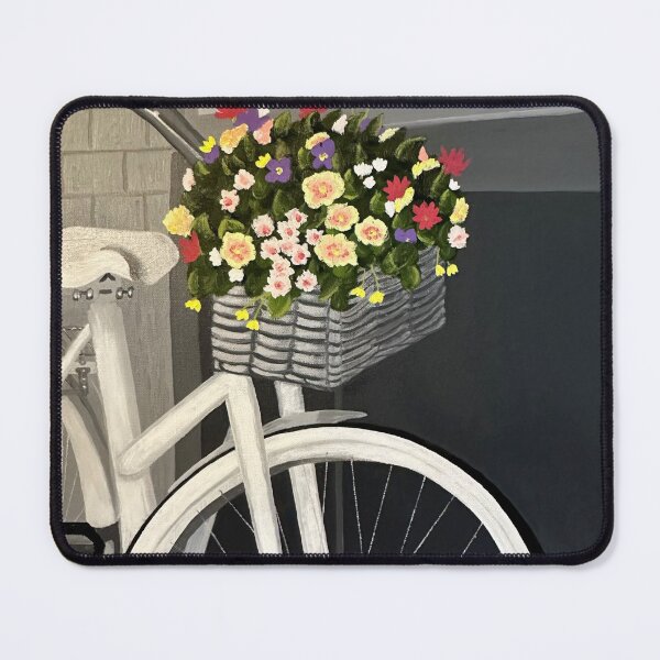 Item preview, Bicycle with a Basket of Flowers Oil Painting designed and sold by Krista-Joan-Art.