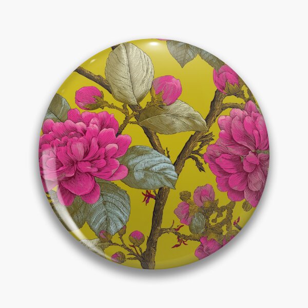 Item preview, Big Pink Floral Blooms on Chartreuse designed and sold by TheBohemianLark.