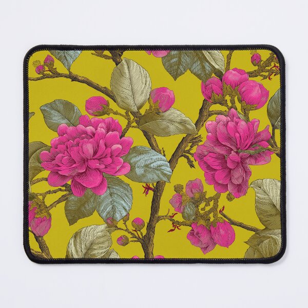 Item preview, Big Pink Floral Blooms on Chartreuse designed and sold by TheBohemianLark.