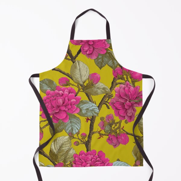 Item preview, Big Pink Floral Blooms on Chartreuse designed and sold by TheBohemianLark.