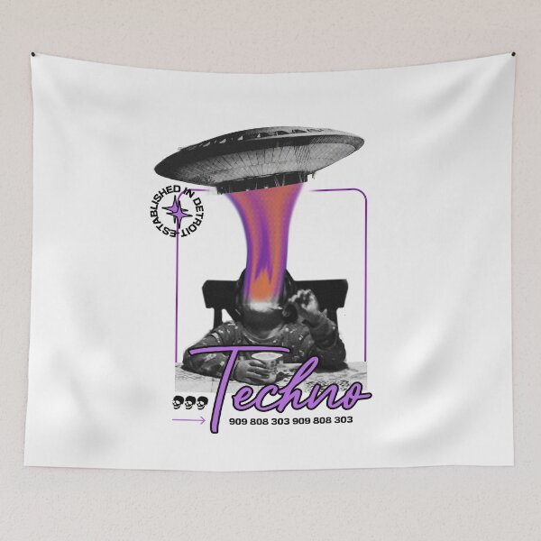 Item preview, TECHNO  - Ufo Minded (Black) designed and sold by Discothreadz.