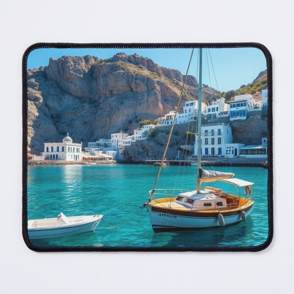 Item preview, Picturesque Greek Harbor with Crystal Clear Water designed and sold by Vida e Arte.