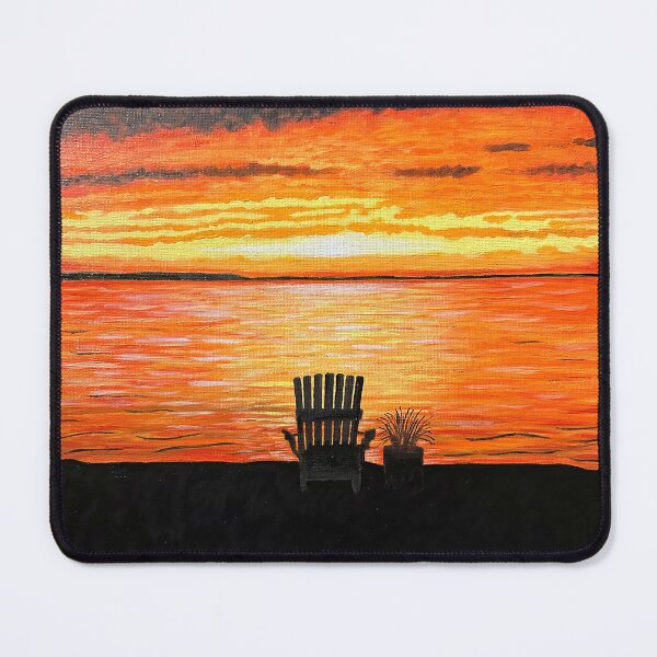 Item preview, Orange Lakeside Sunset Oil Painting designed and sold by Krista-Joan-Art.