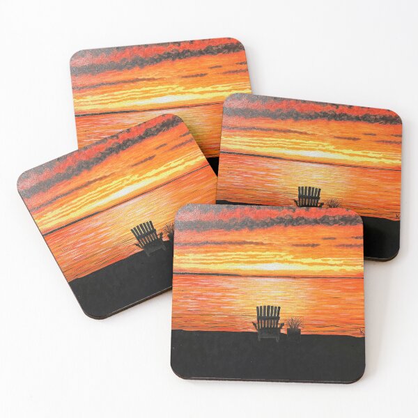 Item preview, Orange Lakeside Sunset Oil Painting designed and sold by Krista-Joan-Art.