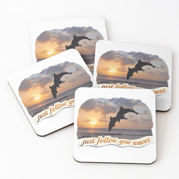 Item preview, Just Follow Your Waves – Dolphin Sunset Motivation designed and sold by MihajloMiX99.