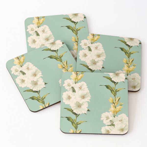 Item preview, White Gladiolus Flower Blooms on Turquoise designed and sold by TheBohemianLark.