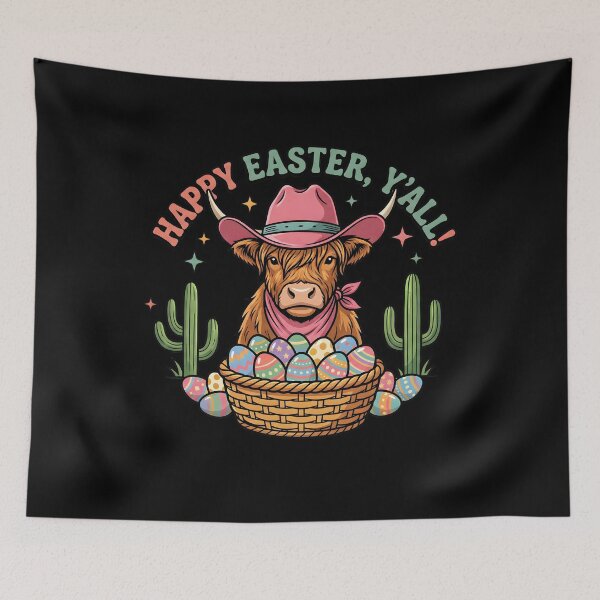 Item preview, Happy Easter Yall Cowgirl Highland Cow designed and sold by KroghDs.