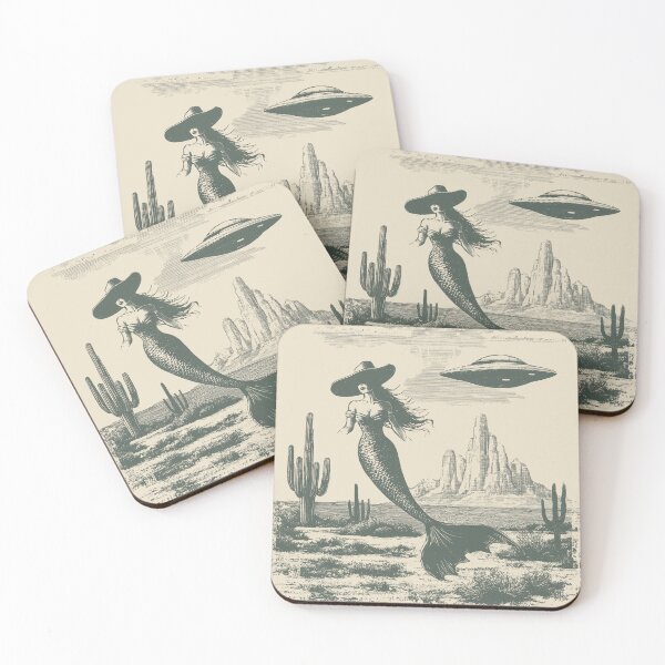 Item preview, UFO Invasion Space Mermaid Alien Sighting Desert Landscape designed and sold by CuratedlyV.