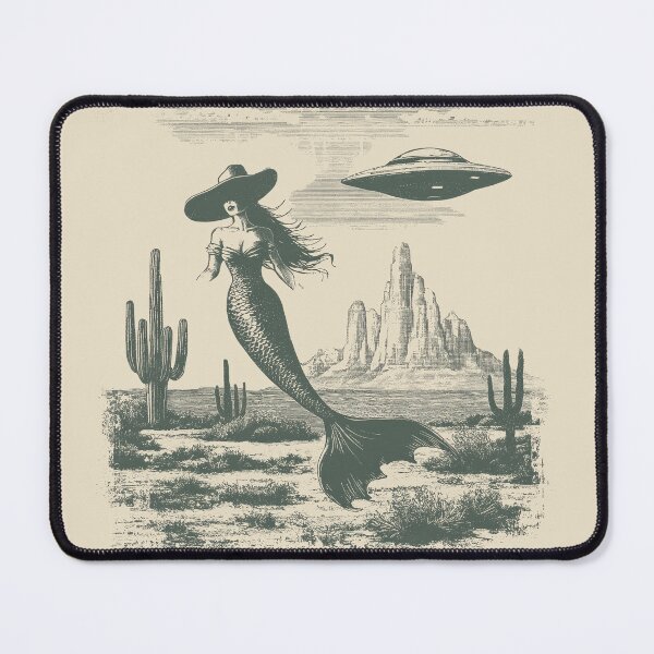 Item preview, UFO Invasion Space Mermaid Alien Sighting Desert Landscape designed and sold by CuratedlyV.