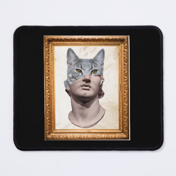 Item preview, Renaissance Cat Statue Collage - Vintage Surrealism Art designed and sold by VibeArtShop.
