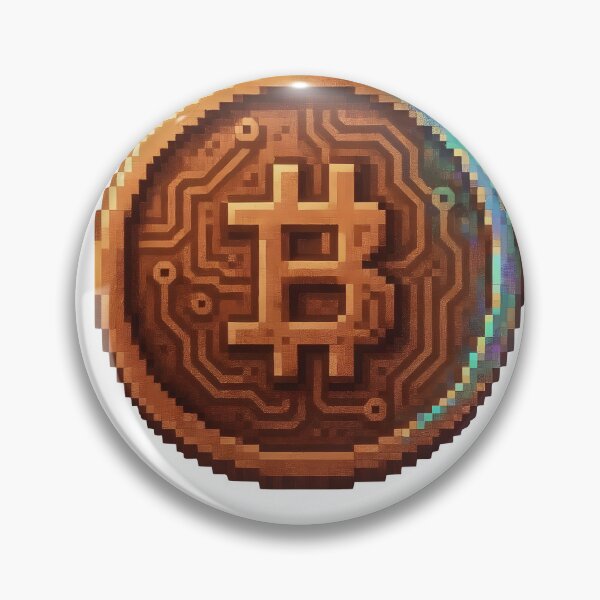 Item preview, Golden pixelated hash coin with circuit board design designed and sold by Creative88Art.