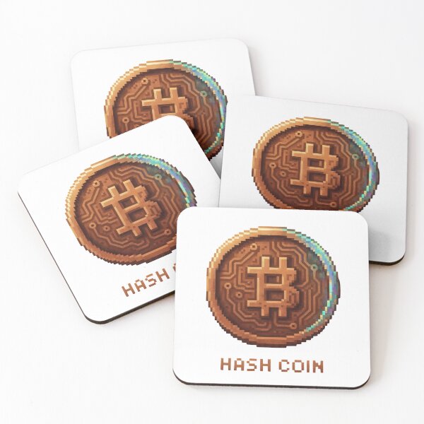 Item preview, Golden pixelated hash coin with circuit board design designed and sold by Creative88Art.