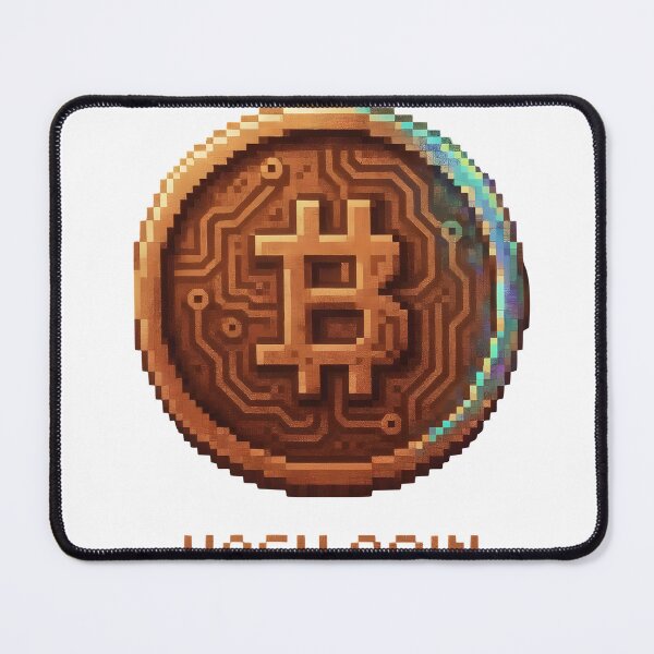 Item preview, Golden pixelated hash coin with circuit board design designed and sold by Creative88Art.