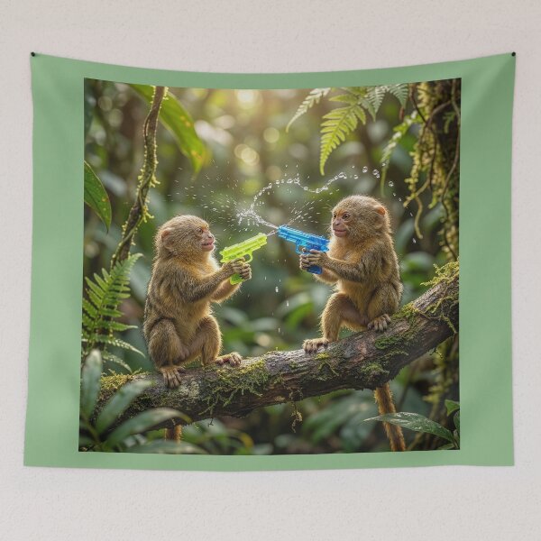 Item preview, Boisterous Young Pygmy Marmosets Have Water Fight designed and sold by Tridentulus.