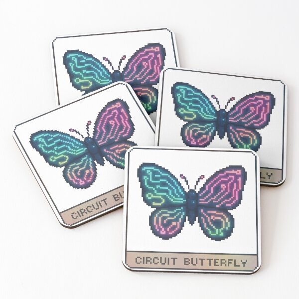 Item preview, Vibrant circuit butterfly with neon colors and pixel art design designed and sold by Creative88Art.
