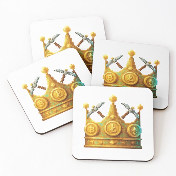 Item preview, Golden crown with Bitcoin, Litecoin, and Ethereum coins on it designed and sold by Creative88Art.