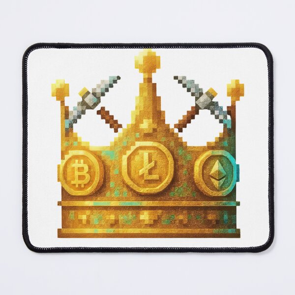 Item preview, Golden crown with Bitcoin, Litecoin, and Ethereum coins on it designed and sold by Creative88Art.