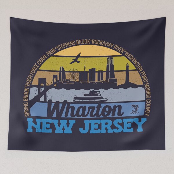 Item preview, Wharton New Jersey Sunset Retro Vintage Local Pride Logo designed and sold by CRHPOD20.