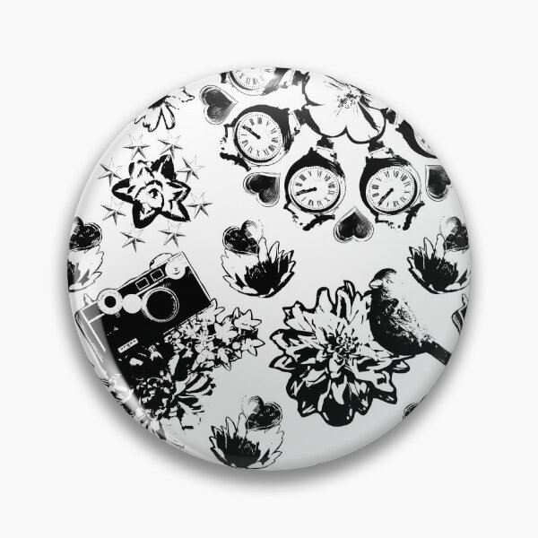Item preview, Floral Travel Snapshots Clustered Black on White designed and sold by Digitalmyth's Designs.