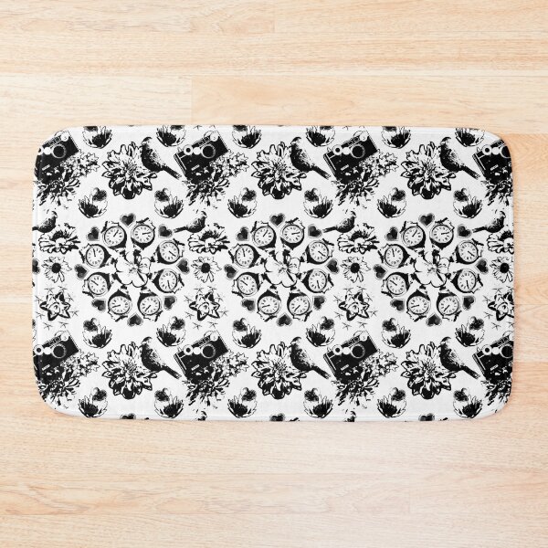 Item preview, Floral Travel Snapshots Clustered Black on White designed and sold by Digitalmyth's Designs.