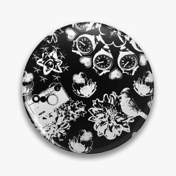 Item preview, Floral Travel Snapshots Clustered White on Black designed and sold by Digitalmyth's Designs.