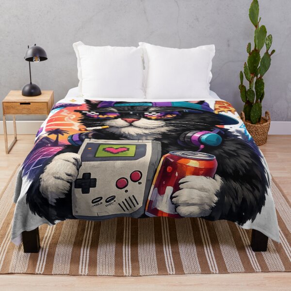 Item preview, Retro Gamer Cat Vaporwave Night designed and sold by EpicwaveDesigns.