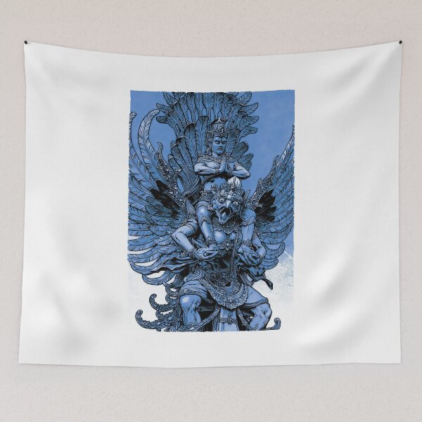 Item preview, blue line art barong bali digital art illustration designed and sold by sabartgunpla.