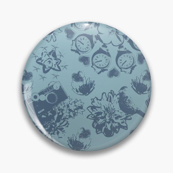 Item preview, Floral Travel Snapshots Clustered Dark on Light Teal designed and sold by Digitalmyth's Designs.