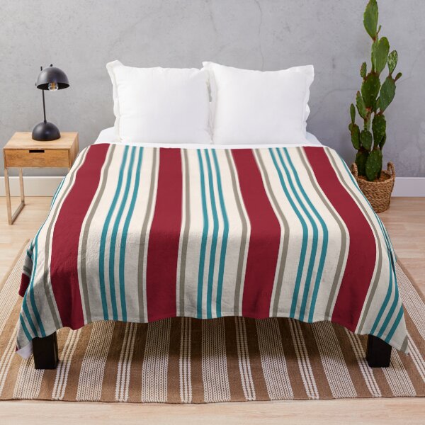 Item preview, Burgundy, teal and beige retro vertical stripes  designed and sold by FatBirdie.