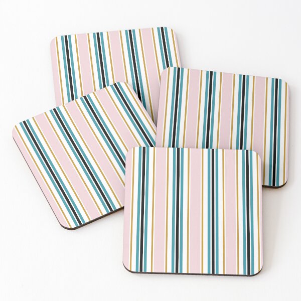 Item preview, Pink, teal and gold retro vertical stripes  designed and sold by FatBirdie.