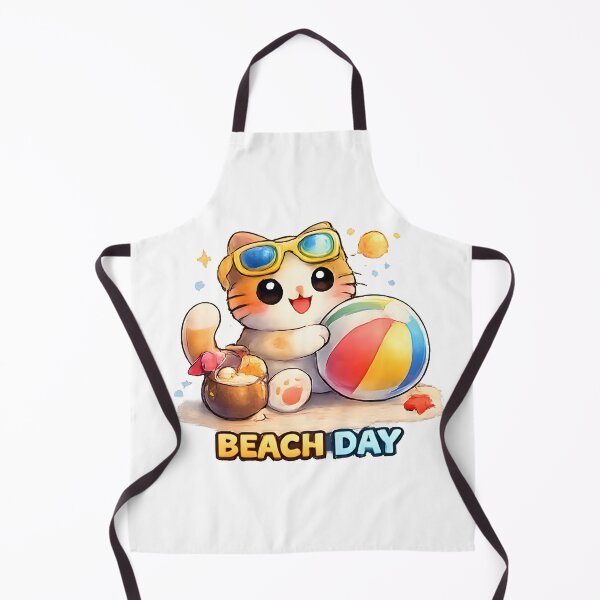 Item preview, Kawaii Cute Beach Cat designed and sold by VictorySticker.
