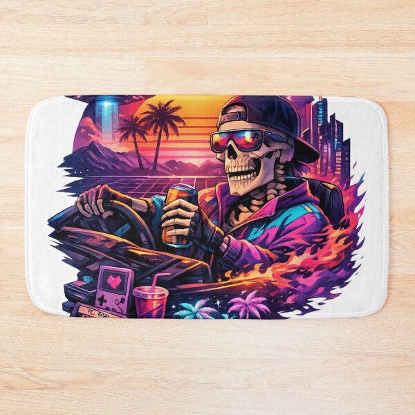 Item preview, Neon Outrun Skeleton Night Drive designed and sold by EpicwaveDesigns.