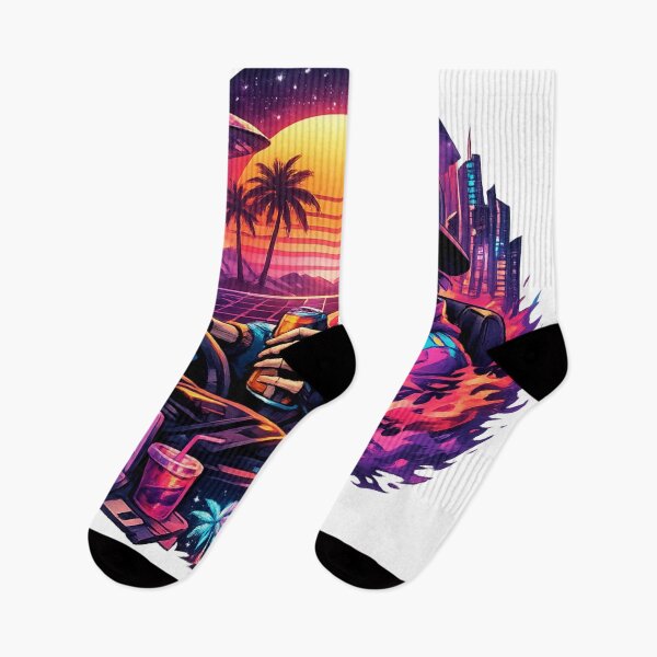 Item preview, Neon Outrun Skeleton Night Drive designed and sold by EpicwaveDesigns.