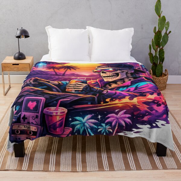 Item preview, Neon Outrun Skeleton Night Drive designed and sold by EpicwaveDesigns.