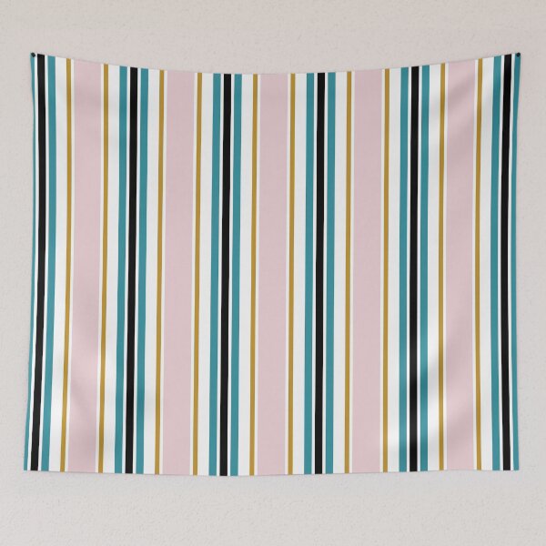 Item preview, Pink, teal and gold retro vertical stripes  designed and sold by FatBirdie.