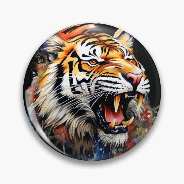 Item preview, Growling Tiger With Sharp Teeth And Botanical Accents designed and sold by DEC02.