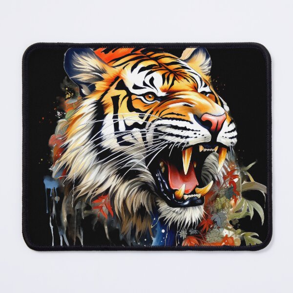 Item preview, Growling Tiger With Sharp Teeth And Botanical Accents designed and sold by DEC02.
