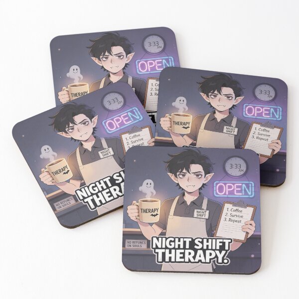 Item preview, Night Shift Therapy – Dracula with Burnout and Coffee designed and sold by Panda LuL Art.