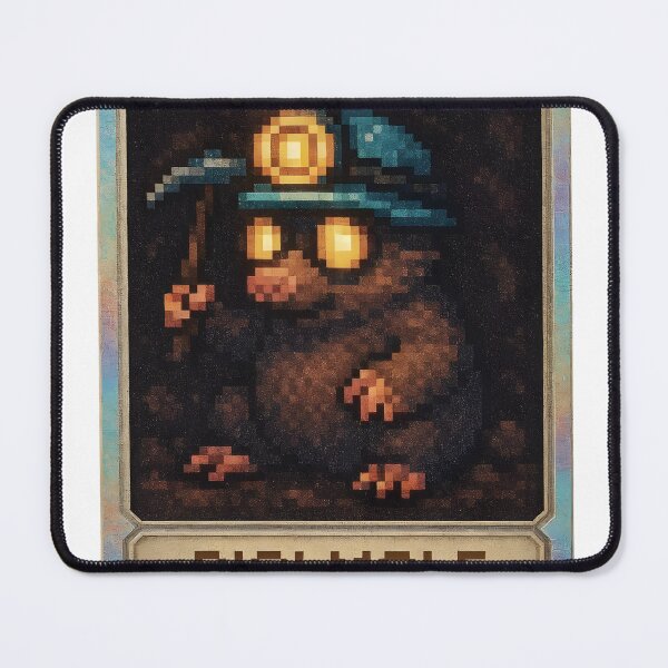 Item preview, Pixelated digi mole character in miner hat with glowing eyes designed and sold by Creative88Art.
