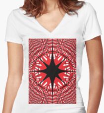#abstract, #star, #christmas, #pattern, #design, #light, #decoration, #holiday, #blue, #illustration, #black, #white, #chess, #checkered, #pattern, #abstract, #flag, #board Women's Fitted V-Neck T-Shirt