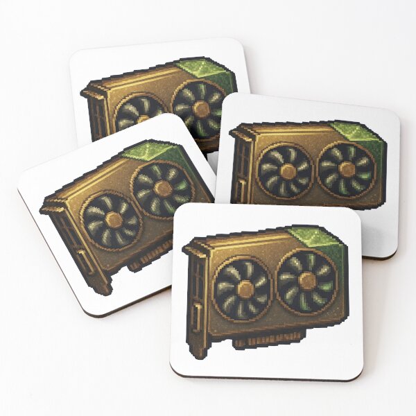 Item preview, Vibrant pixel art graphics card with golden accents and green details designed and sold by Creative88Art.