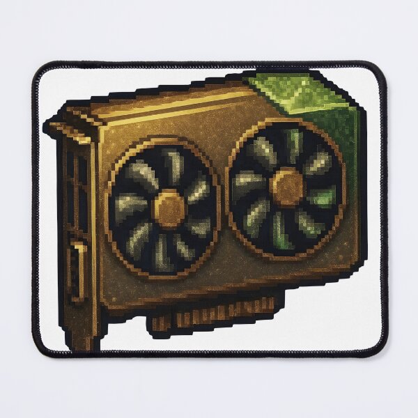 Item preview, Vibrant pixel art graphics card with golden accents and green details designed and sold by Creative88Art.
