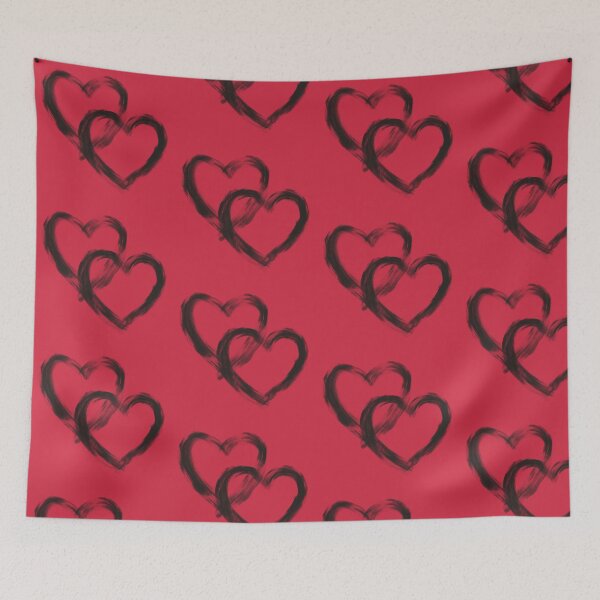 Item preview, Midnight Brush Hearts-Red Graffiti Love Pattern designed and sold by Katnoirart.