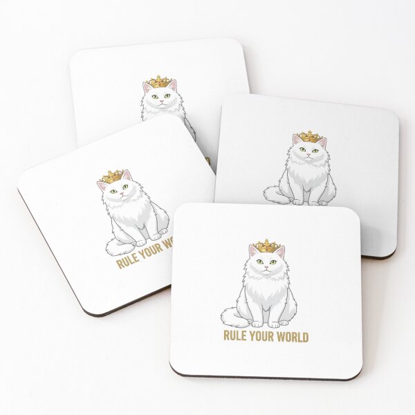Item preview, Rule Your World Cat Sticker – Cute White Cat Crown Motivational Sticker for Cat Lovers designed and sold by YoussefTouch.