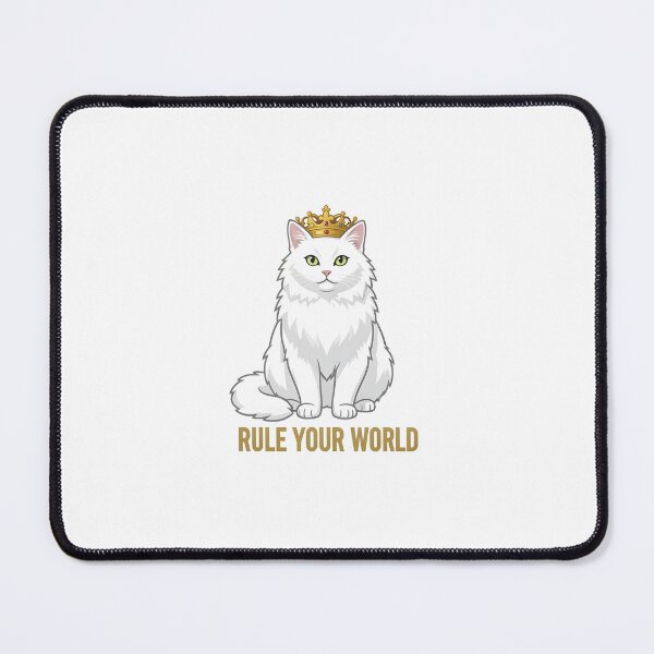 Item preview, Rule Your World Cat Sticker – Cute White Cat Crown Motivational Sticker for Cat Lovers designed and sold by YoussefTouch.
