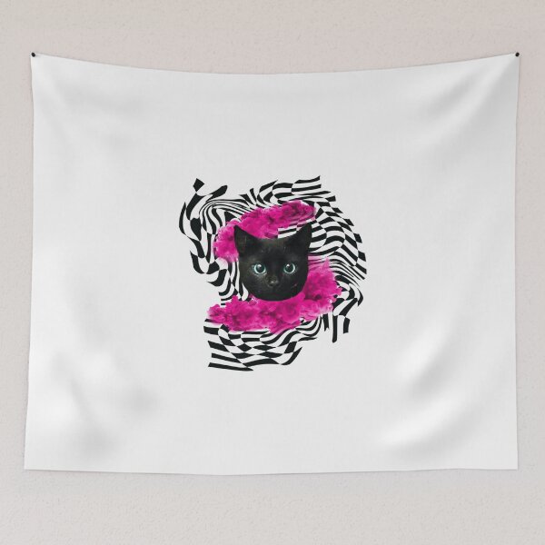 Item preview, Black Cat Pink Smoke – Surreal Pop Art Cat Design designed and sold by Thetdesigns.